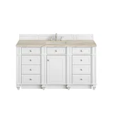 Bristol 60" Single Vanity, Bright White, w/ 3 CM Tajnar Eclos Top