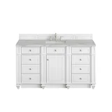 Bristol 60" Single Vanity, Bright White w/ 3 CM Victorian Silver Silestone Top