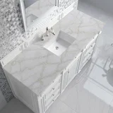Bristol 60" Single Vanity, Bright White w/ 3 CM Victorian Silver Silestone Top