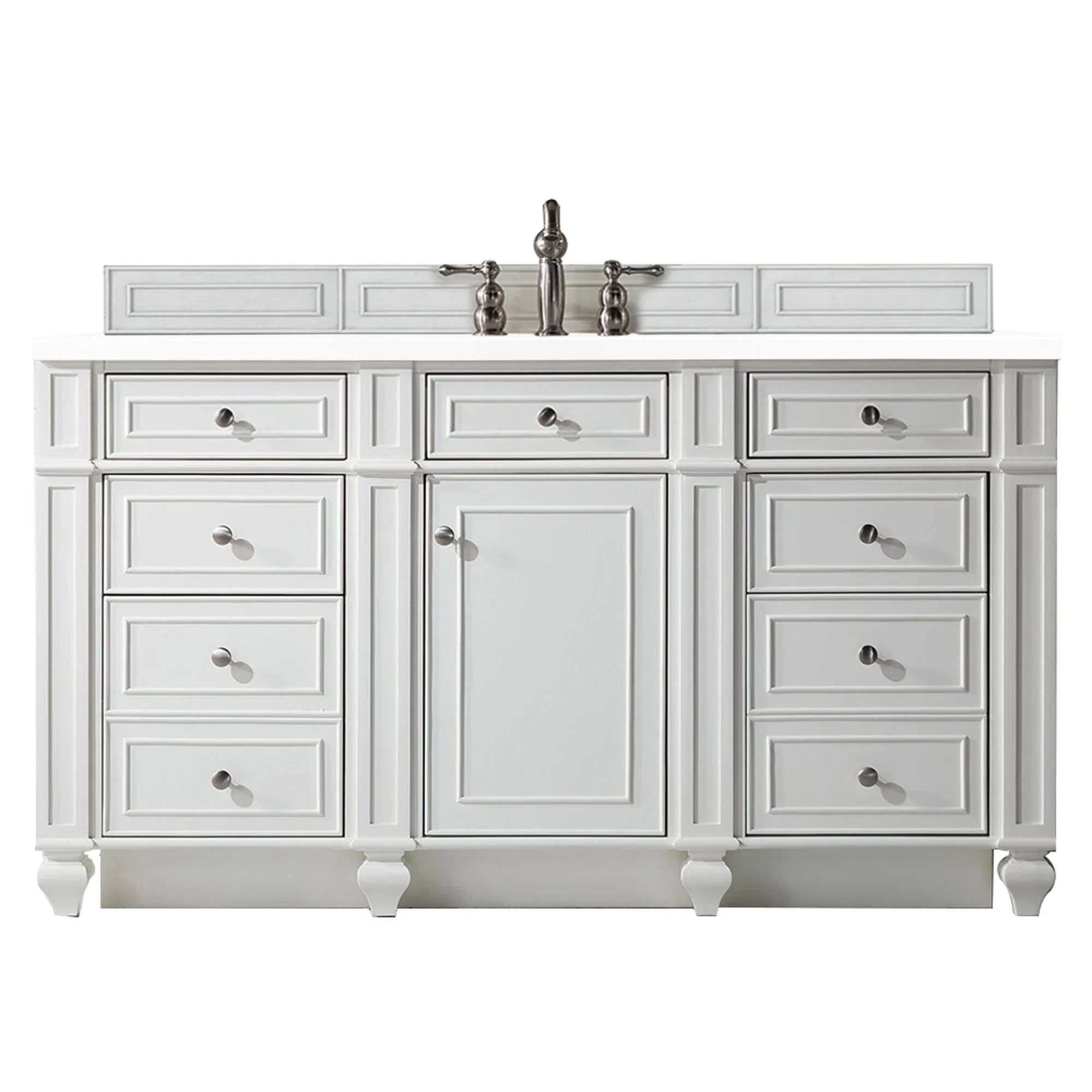 Bristol 60" Single Vanity, Bright White w/ 3 CM White Zeus Silestone Top