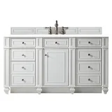 Bristol 60" Single Vanity, Bright White w/ 3 CM White Zeus Silestone Top