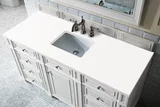 Bristol 60" Single Vanity, Bright White w/ 3 CM White Zeus Silestone Top