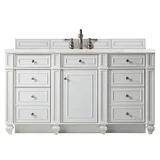 Bristol 60" Single Vanity, Bright White w/ 3 CM Eternal Jasmine Pearl Silestone Top w/FreePower Wireless Charger