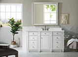Bristol 60" Single Vanity, Bright White w/ 3 CM Eternal Jasmine Pearl Silestone Top w/FreePower Wireless Charger