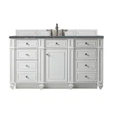 Bristol 60" Single Vanity, Bright White w/ 3 CM Parisien Bleu Silestone Top w/FreePower Wireless Charger