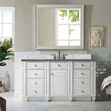 Bristol 60" Single Vanity, Bright White w/ 3 CM Parisien Bleu Silestone Top w/FreePower Wireless Charger
