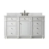 Bristol 60" Single Vanity, Bright White w/ 3 CM Victorian Silver Silestone Top w/FreePower Wireless Charger