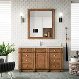 Bristol 60" Single Vanity, Saddle Brown w/ Single Hole 3 CM White Zeus Silestone Top & Backsplash