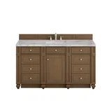 Bristol 60" Single Vanity, Saddle Brown w/ 3 CM Carrara Marble Top