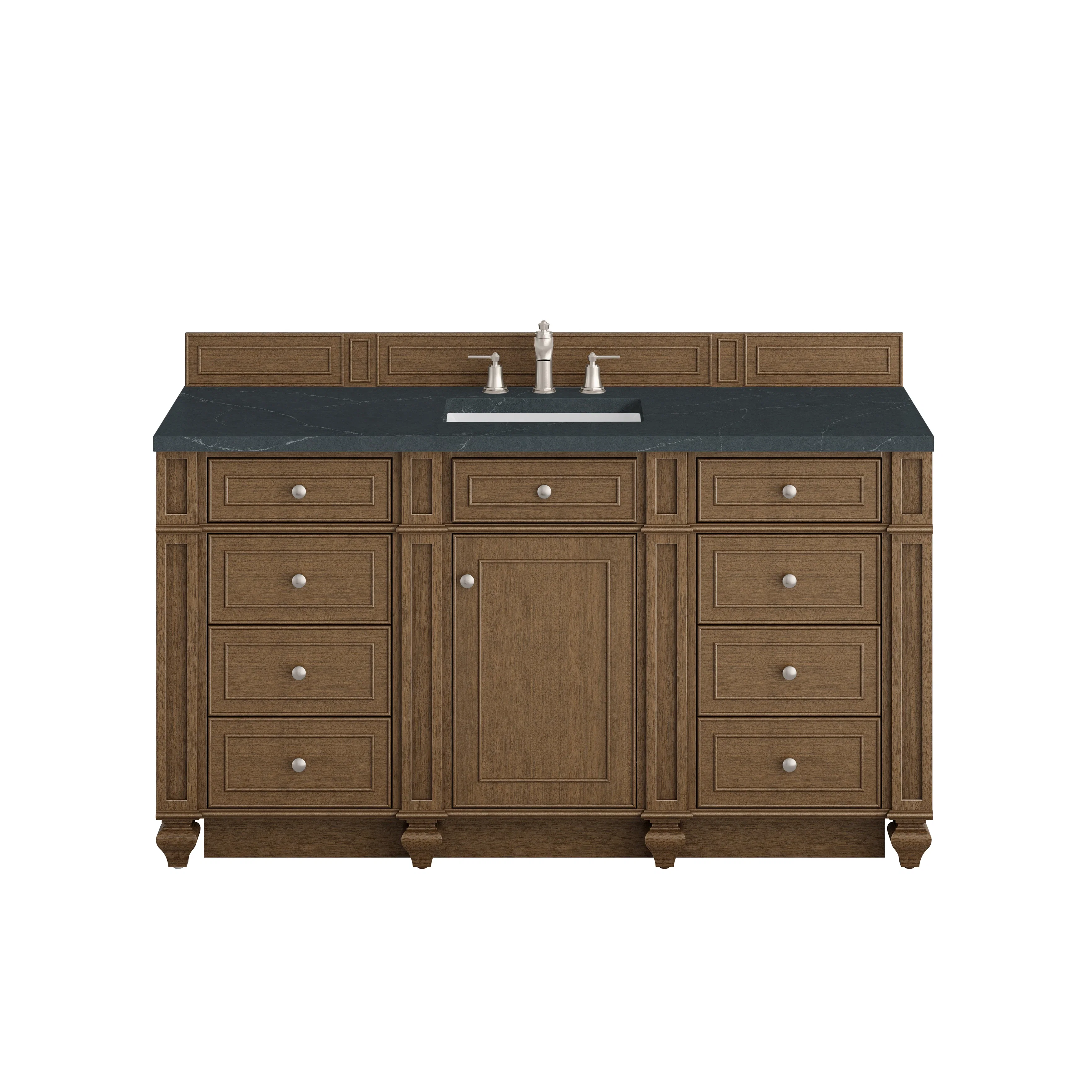 Bristol 60" Single Vanity, Saddle Brown w/ 3 CM Charcoal Soapstone Silestone Top