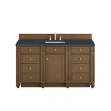 Bristol 60" Single Vanity, Saddle Brown w/ 3 CM Charcoal Soapstone Silestone Top