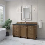 Bristol 60" Single Vanity, Saddle Brown w/ 3 CM Charcoal Soapstone Silestone Top