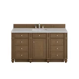 Bristol 60" Single Vanity, Saddle Brown w/ 3 CM Eternal Jasmine Pearl Silestone Top