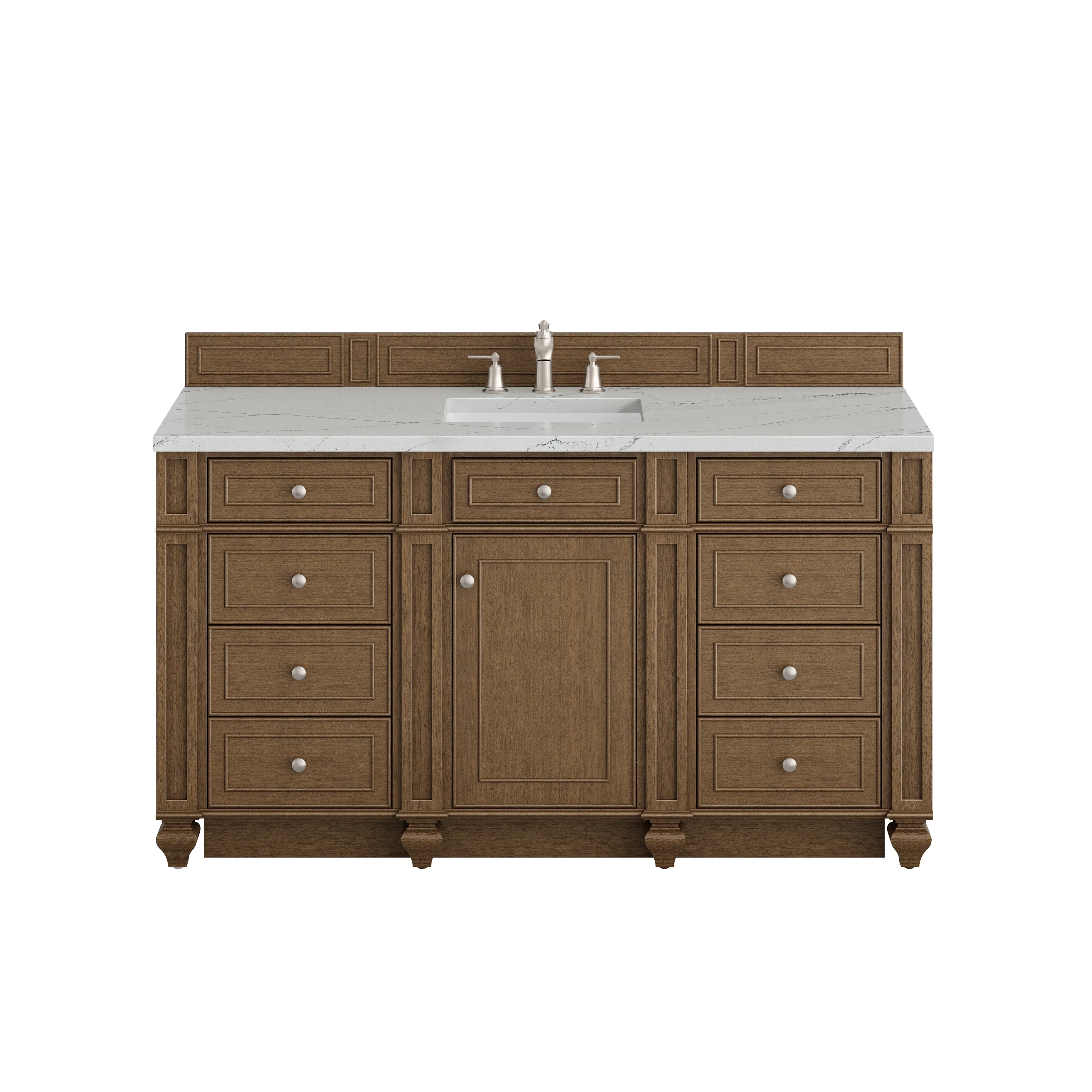 Bristol 60" Single Vanity, Saddle Brown w/ 3 CM Ethereal Noctis Silestone Top