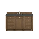 Bristol 60" Single Vanity, Saddle Brown w/ 3 CM Parisien Bleu Silestone Top