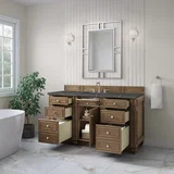 Bristol 60" Single Vanity, Saddle Brown w/ 3 CM Parisien Bleu Silestone Top