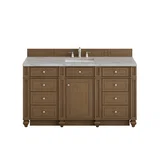 Bristol 60" Single Vanity, Saddle Brown w/ 3 CM Victorian Silver Silestone Top