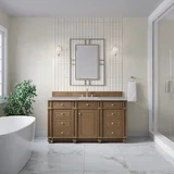 Bristol 60" Single Vanity, Saddle Brown w/ 3 CM Victorian Silver Silestone Top