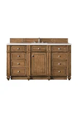 Bristol 60" Single Vanity, Saddle Brown w/ 3 CM White Zeus Silestone Top