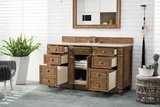 Bristol 60" Single Vanity, Saddle Brown w/ 3 CM White Zeus Silestone Top