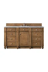 Bristol 60" Single Vanity, Saddle Brown w/ 3 CM Eternal Jasmine Pearl Silestone Top w/FreePower Wireless Charger