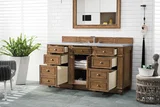 Bristol 60" Single Vanity, Saddle Brown w/ 3 CM Eternal Jasmine Pearl Silestone Top w/FreePower Wireless Charger