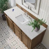 Bristol 60" Single Vanity, Saddle Brown w/ 3 CM Eternal Jasmine Pearl Silestone Top w/FreePower Wireless Charger