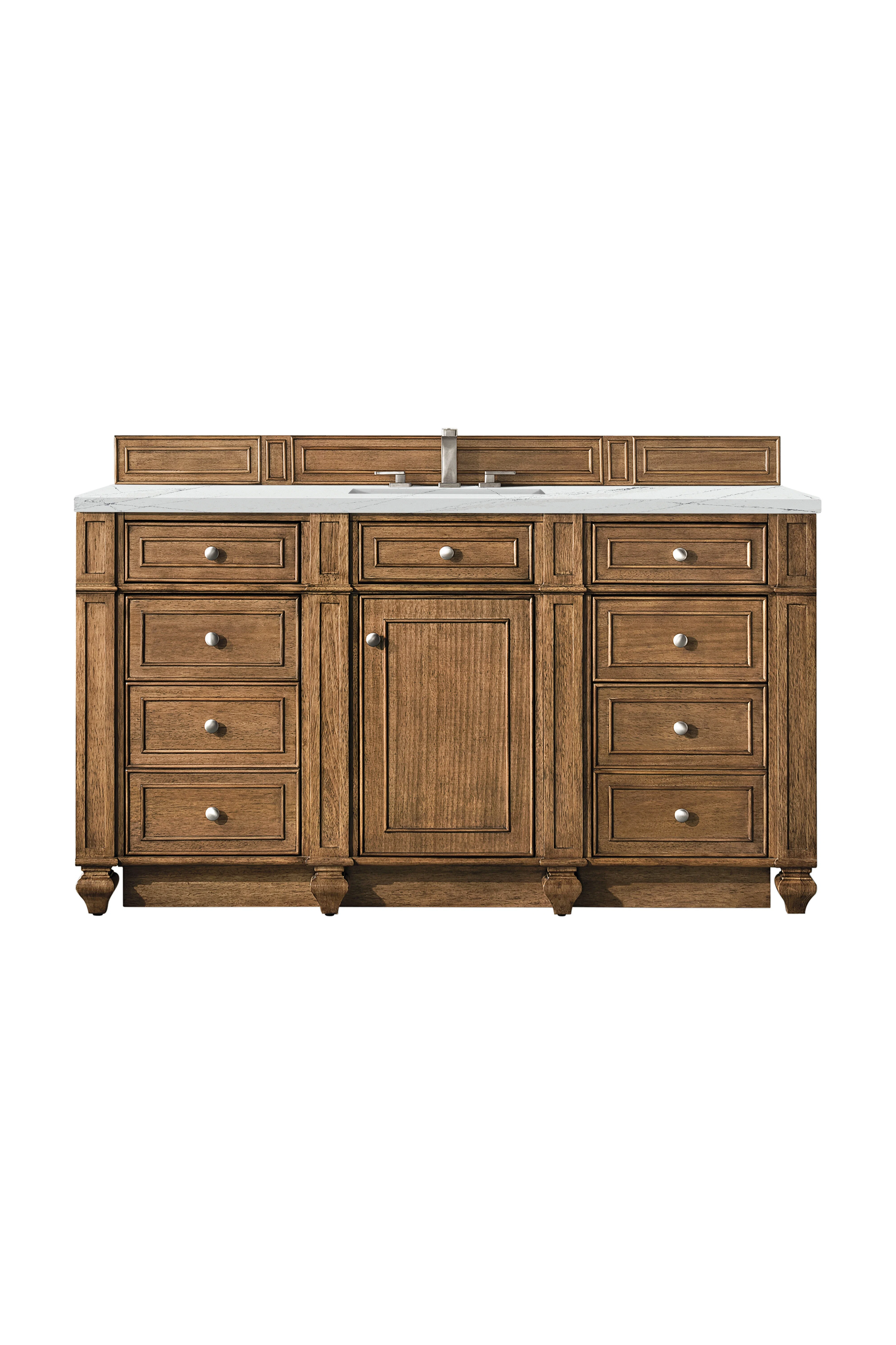 Bristol 60" Single Vanity, Saddle Brown w/ 3 CM Ethereal Noctis Silestone Top w/FreePower Wireless Charger