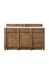 Bristol 60" Single Vanity, Saddle Brown w/ 3 CM Ethereal Noctis Silestone Top w/FreePower Wireless Charger