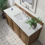 Bristol 60" Single Vanity, Saddle Brown w/ 3 CM Ethereal Noctis Silestone Top w/FreePower Wireless Charger