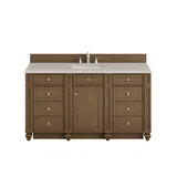 Bristol 60" Single Vanity, Saddle Brown, w/ 3 CM Siberian Silestone Top w/FreePower Wireless Charger