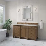 Bristol 60" Single Vanity, Saddle Brown, w/ 3 CM Siberian Silestone Top w/FreePower Wireless Charger