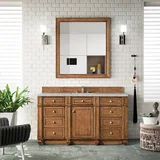 Bristol 60" Single Vanity, Saddle Brown w/ 3 CM Victorian Silver Silestone Top w/FreePower Wireless Charger