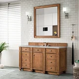 Bristol 60" Single Vanity, Saddle Brown w/ 3 CM Victorian Silver Silestone Top w/FreePower Wireless Charger