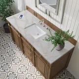 Bristol 60" Single Vanity, Saddle Brown w/ 3 CM Victorian Silver Silestone Top w/FreePower Wireless Charger
