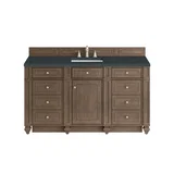 Bristol 60" Single Vanity, Whitewashed Walnut w/ 3 CM Charcoal Soapstone Silestone Top
