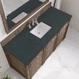 Bristol 60" Single Vanity, Whitewashed Walnut w/ 3 CM Charcoal Soapstone Silestone Top