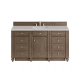 Bristol 60" Single Vanity, Whitewashed Walnut w/ 3 CM Eternal Jasmine Pearl Silestone Top