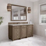 Bristol 60" Single Vanity, Whitewashed Walnut w/ 3 CM Eternal Jasmine Pearl Silestone Top