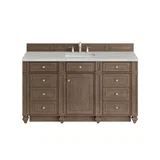 Bristol 60" Single Vanity, Whitewashed Walnut w/ 3 CM Ethereal Noctis Silestone Top