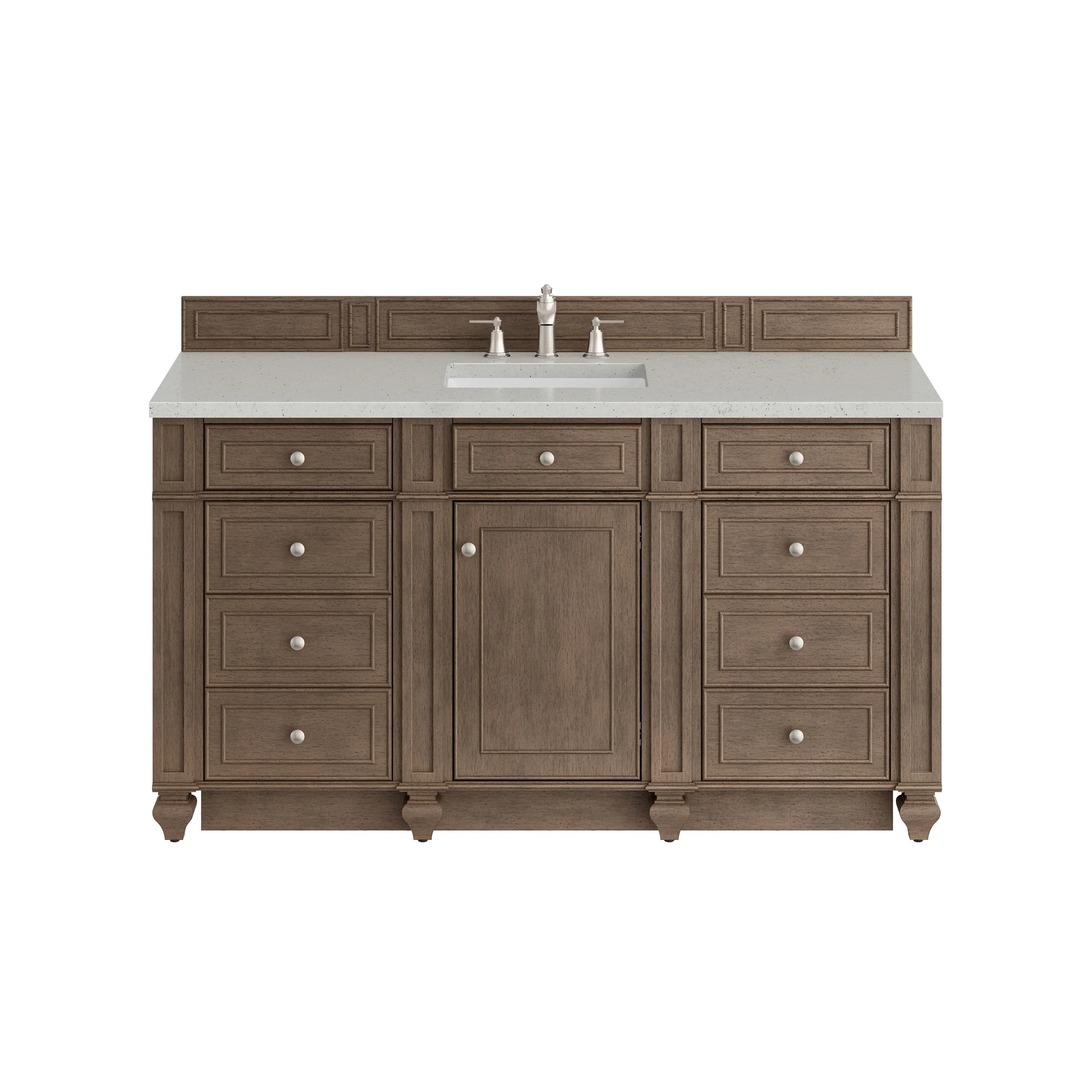 Bristol 60" Single Vanity, Whitewashed Walnut w/ 3 CM Lime Delight Silestone Top