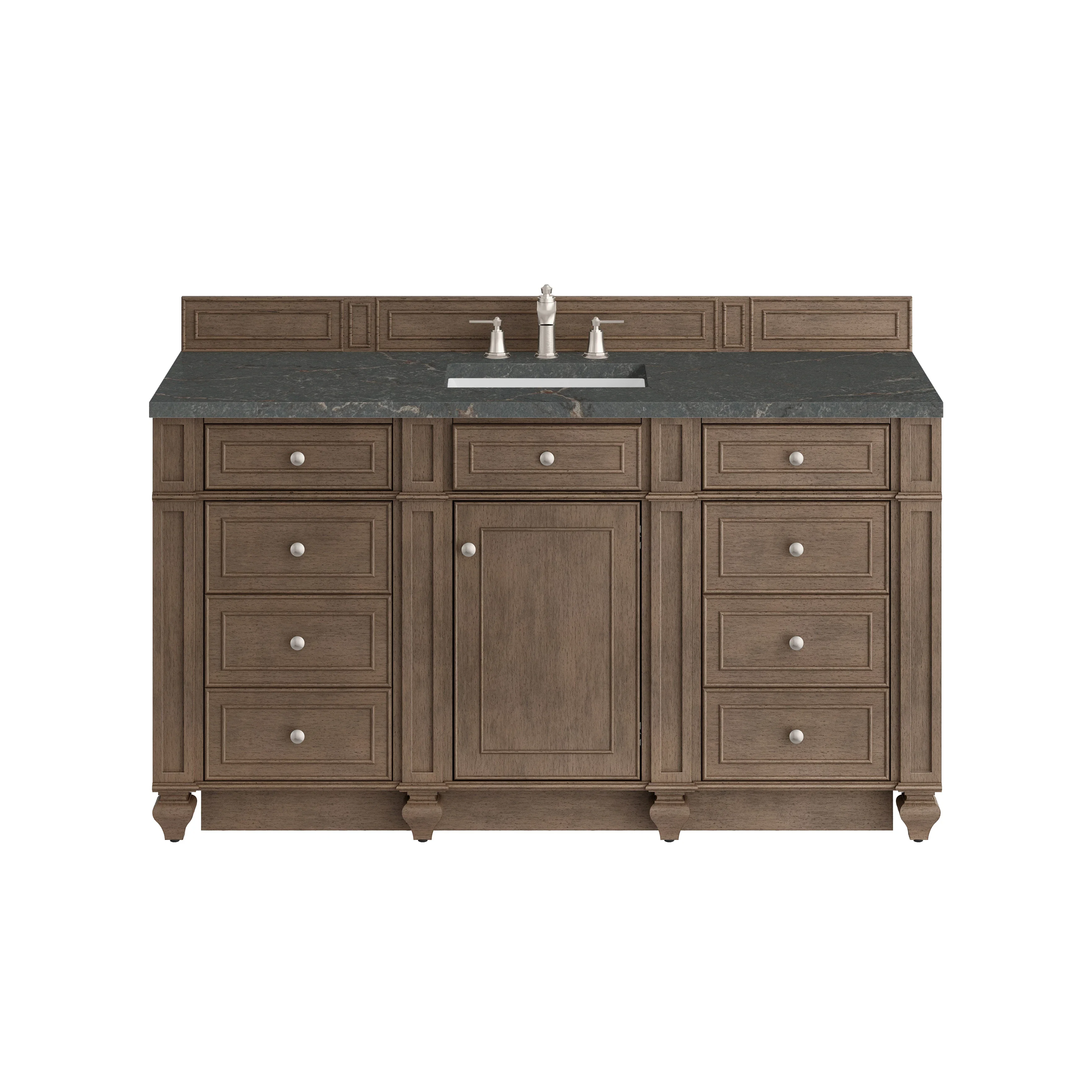 Bristol 60" Single Vanity, Whitewashed Walnut w/ 3 CM Parisien Bleu Silestone Top