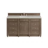 Bristol 60" Single Vanity Whitewashed Walnut, w/ 3 CM Siberian Silestone Top