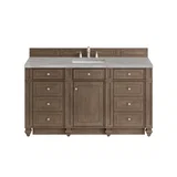 Bristol 60" Single Vanity, Whitewashed Walnut w/ 3 CM Victorian Silver Silestone Top