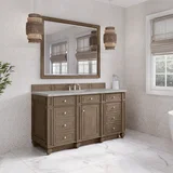 Bristol 60" Single Vanity, Whitewashed Walnut w/ 3 CM Victorian Silver Silestone Top