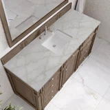 Bristol 60" Single Vanity, Whitewashed Walnut w/ 3 CM Victorian Silver Silestone Top