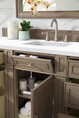 Bristol 60" Single Vanity, Whitewashed Walnut w/ 3 CM White Zeus Silestone Top