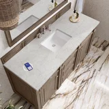 Bristol 60" Single Vanity, Whitewashed Walnut w/ 3 CM Eternal Jasmine Pearl Silestone Top w/FreePower Wireless Charger