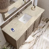 Bristol 60" Single Vanity Whitewashed Walnut, w/ 3 CM Tajnar Eclos Top w/FreePower Wireless Charger