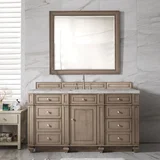 Bristol 60" Single Vanity, Whitewashed Walnut w/ 3 CM Victorian Silver Silestone Top w/FreePower Wireless Charger